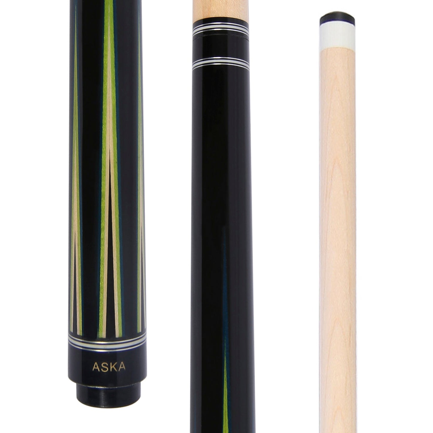 ASKA Jump Cue JC06 butt and shaft with white ferrule.