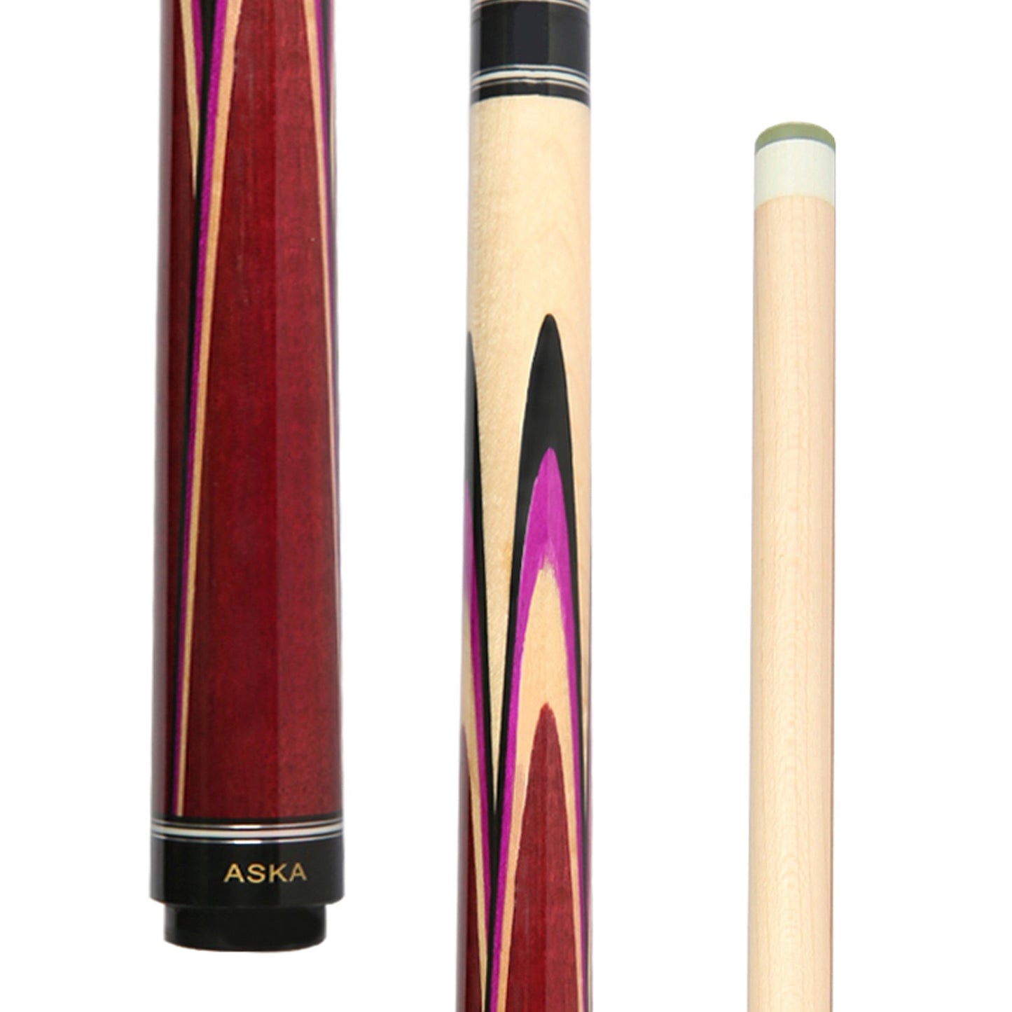 ASKA Jump Cue JC08 with separated butt and shaft pieces displayed.