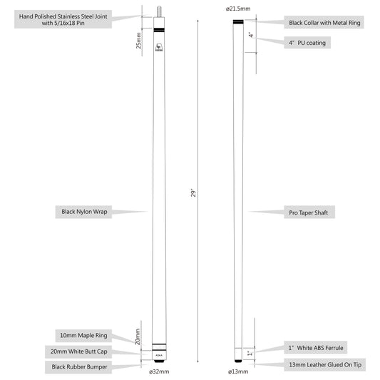 Lot of 10 Red 18-Ounce ASKA L3 Billiard Pool Cues, 58" Hard Rock Canadian Maple, 13mm Hard Tip, Mixed Weights, L3S10R