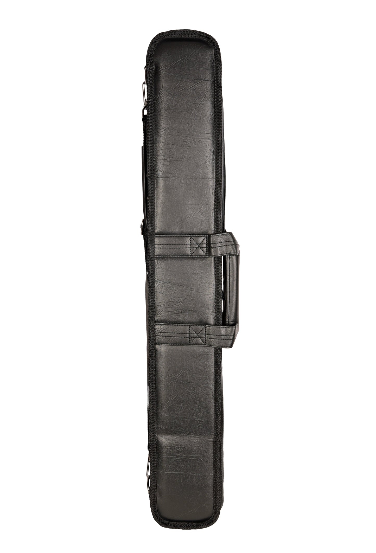 Profile view of the soft leatherette billiard cue case