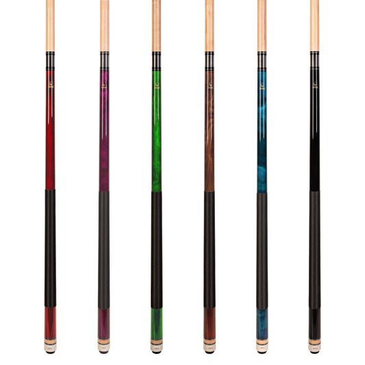 Set of 6 Aska L2 Billiard Pool Cues, 58" Hard Rock Canadian Maple, 13mm Hard Tip, Mixed Weights, L2S6