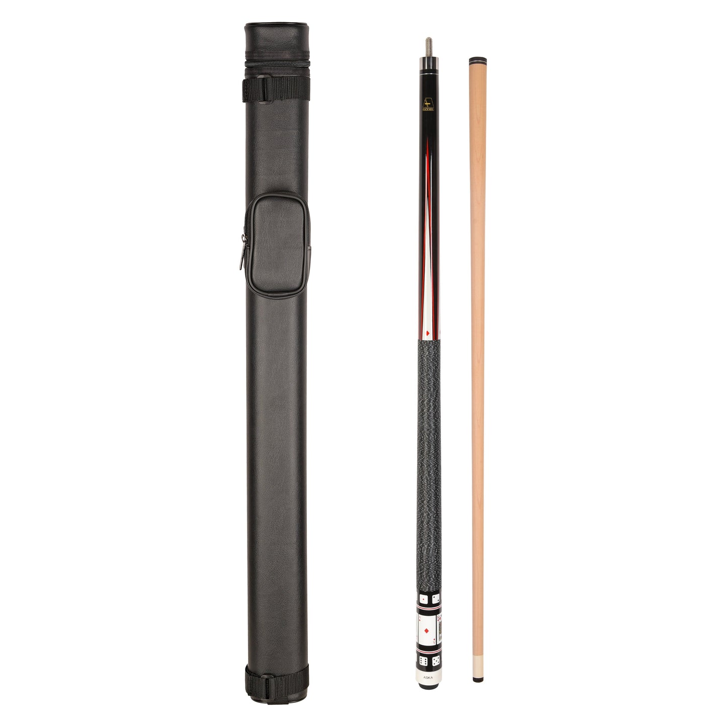 ASKA Cue and Case Combo, 1x1 Case and Card and Dice Diamonds Cue Stick CD3