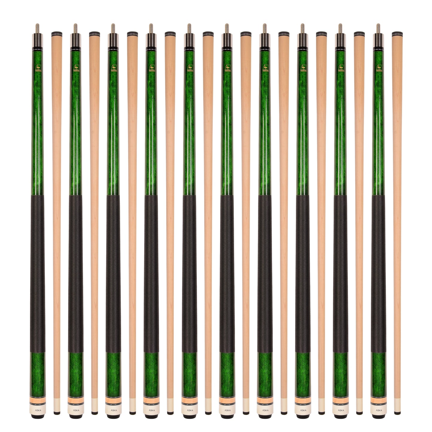 Lot of 10 ASKA L2 58" Billiard Pool Cues, Hard Rock Canadian Maple, Choice of Color