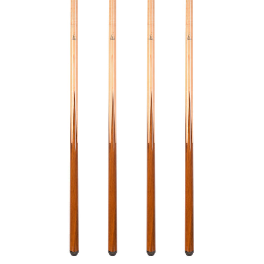 Set of 4 Aska SP1 Malaswood Sneaky Pete Billiard Pool Cue Sticks, 58" Hard Rock Canadian Maple, 13mm Hard Le Pro Tip, 2-Piece Construction. SP1S4