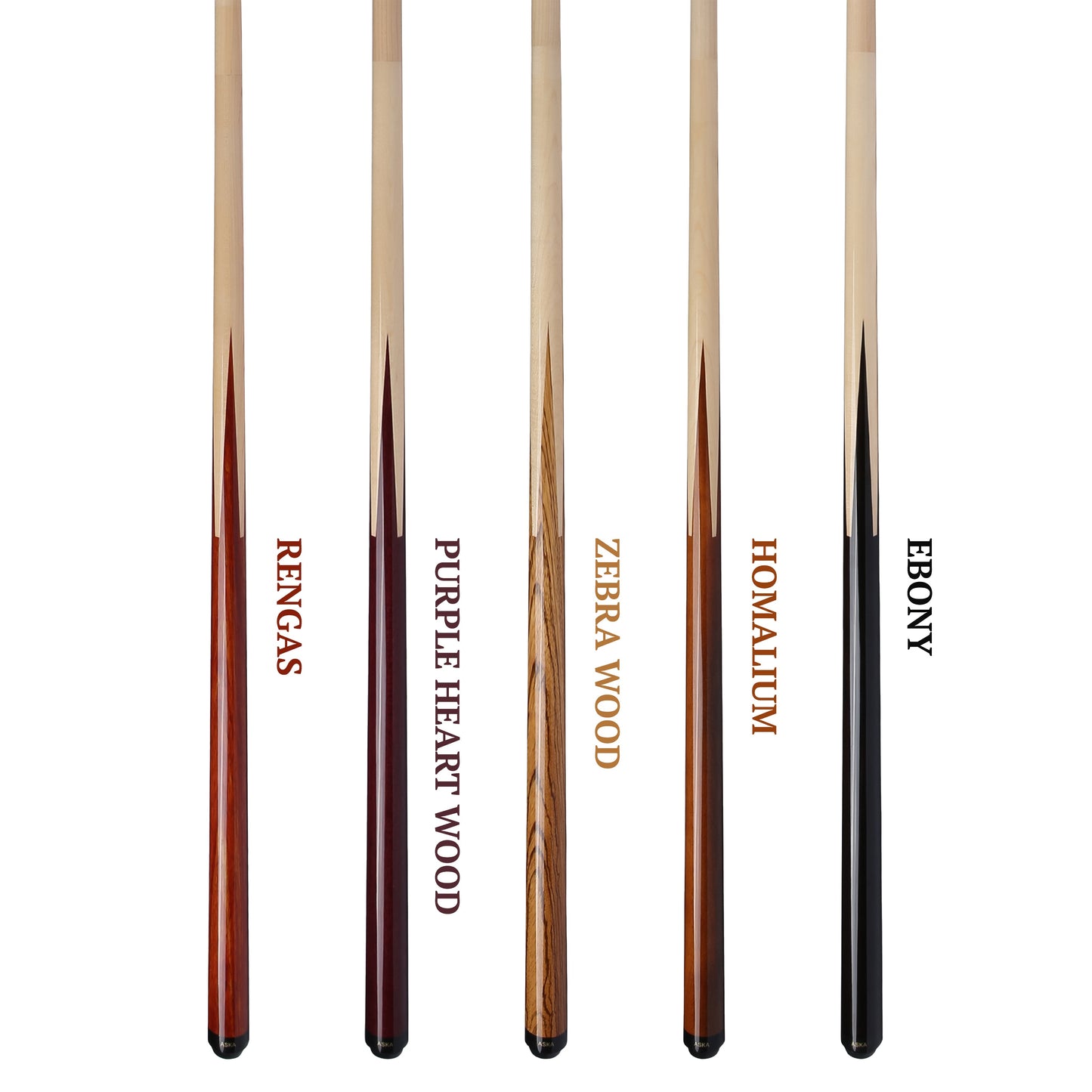 Aska SP Exotic Wood Sneaky Pete Billiard Pool Cue Sticks, 58", Maple Spliced Exotic Wood, 13mm Tip, 2-Piece Construction. SP