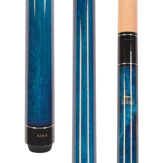 ASKA LECN Blue No-Wrap Pool Cue | 58", 13mm Leather Tip — view 1