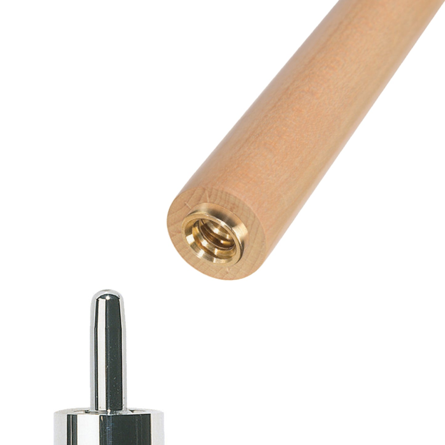 ASKA Uniloc spare cue shaft showing brass insert and pin detail. XSSP-UNI