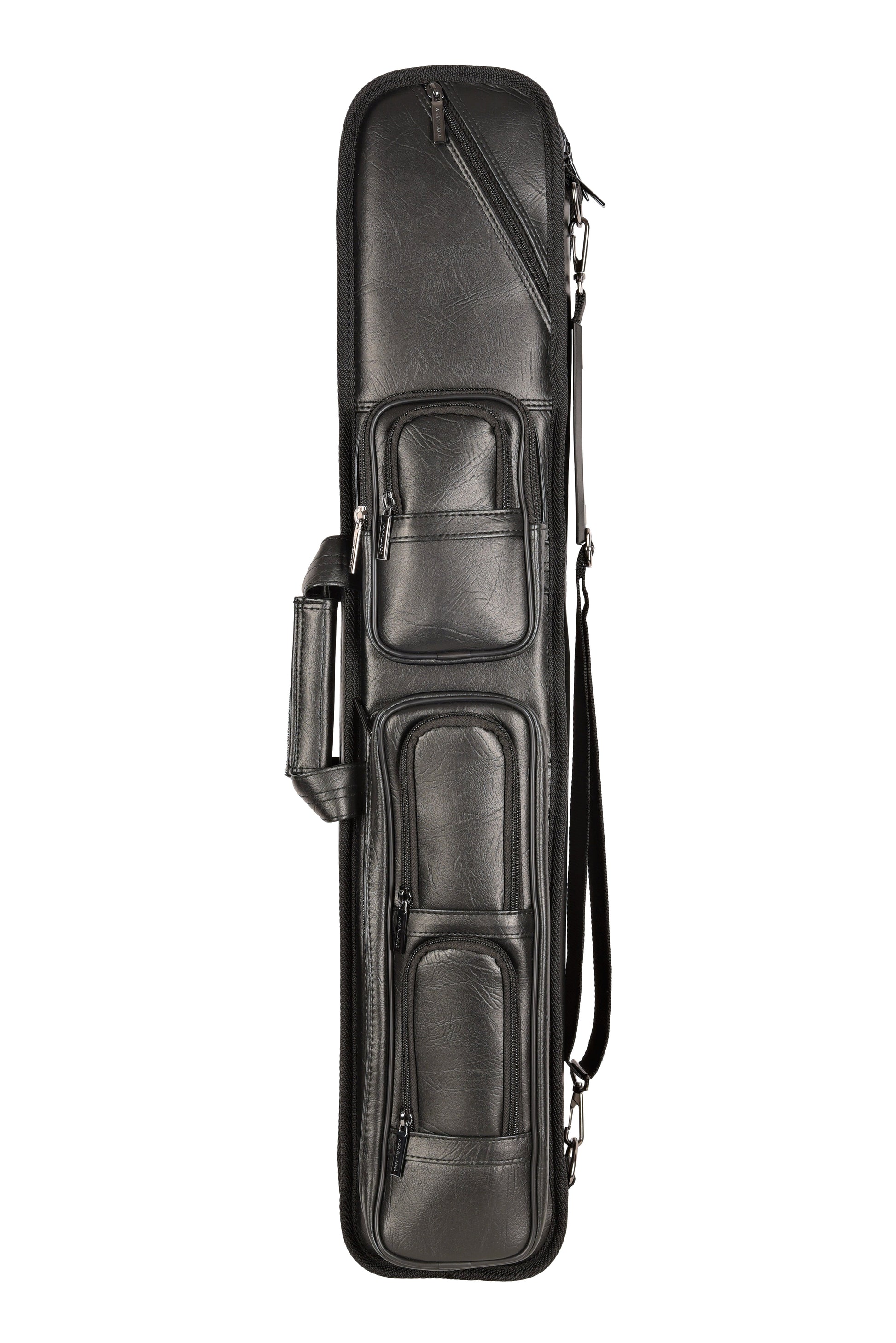 ASKA LS48BLK black soft leatherette billiard cue case exterior view