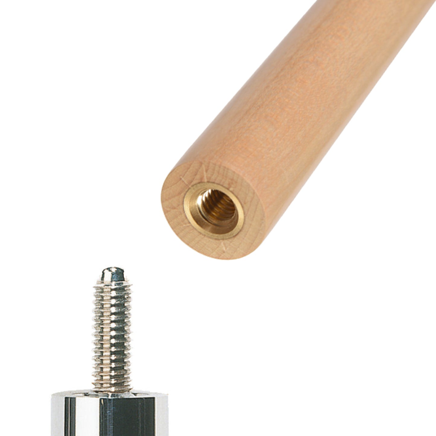 ASKA XSSP pool cue shaft joint and butt screw detail.