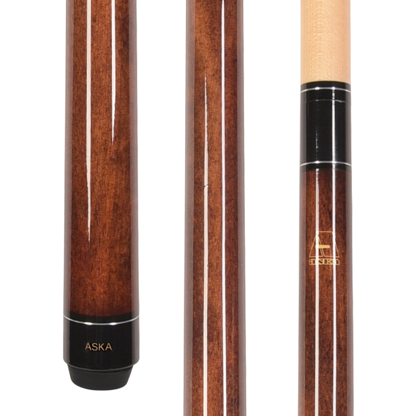 ASKA LECN Brown No-Wrap Pool Cue | 58", 13mm Leather Tip — view 1