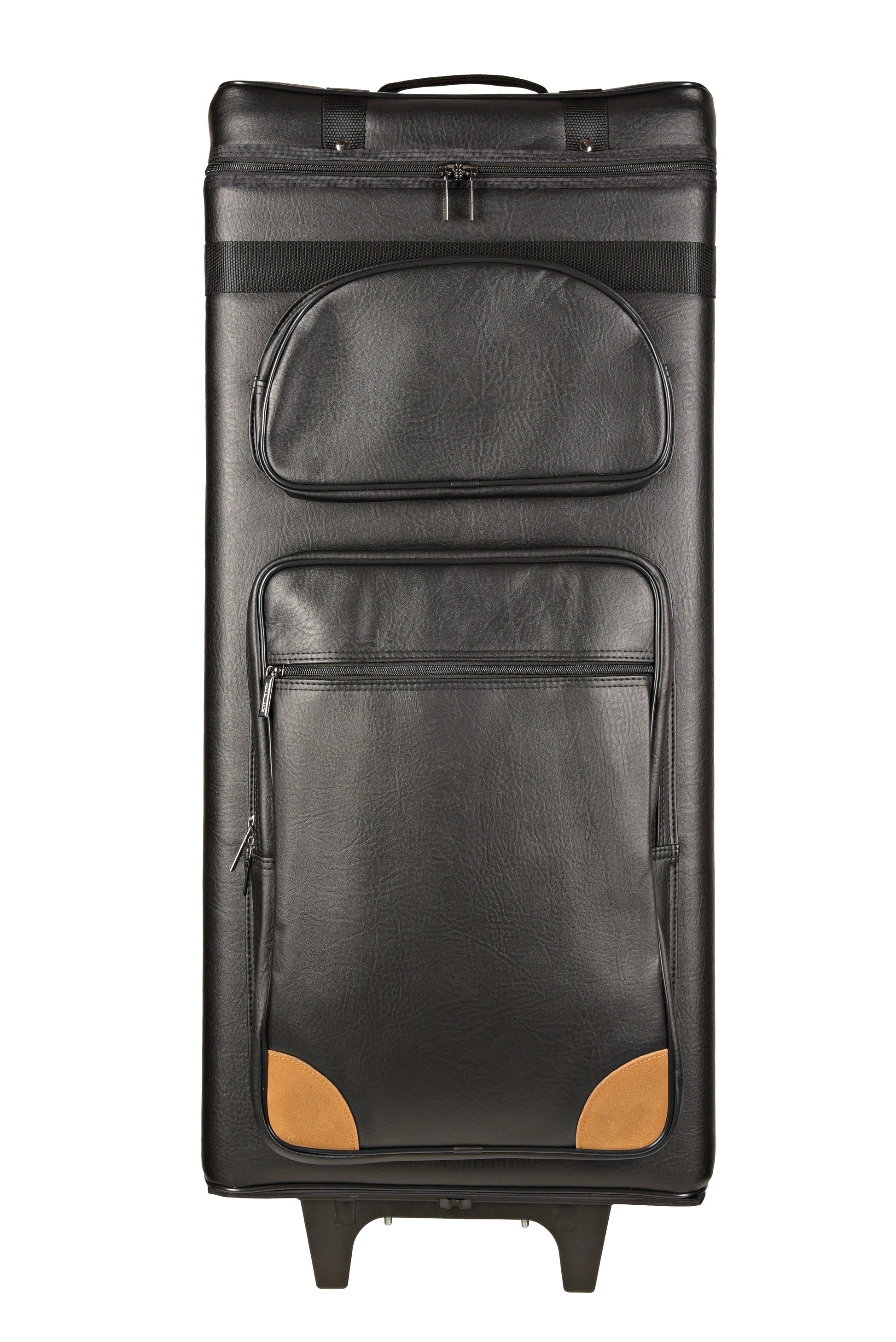 ASKA C2448P dealer pool cue case in black leather with pockets.