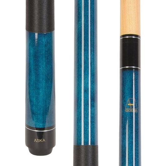 ASKA LEC Blue Pool Cue | 58", 13mm Leather Tip, Nylon Wrap — view 1
