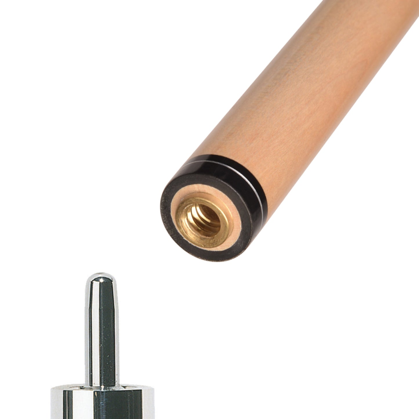 ASKA Uniloc XS1275SRUNI cue shaft unscrewing from metal connector.
