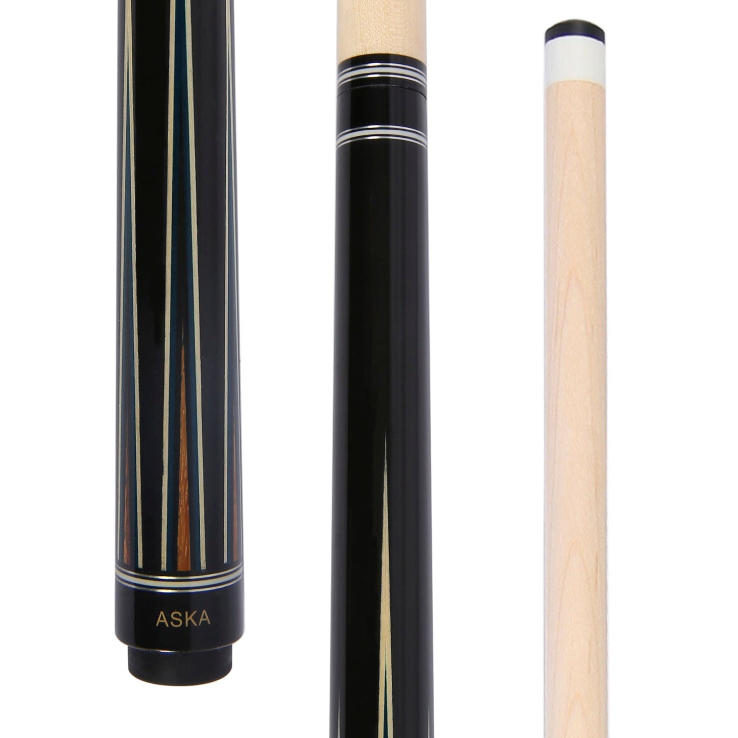 ASKA Jump Cue JC05 butt and shaft with maple wood texture.