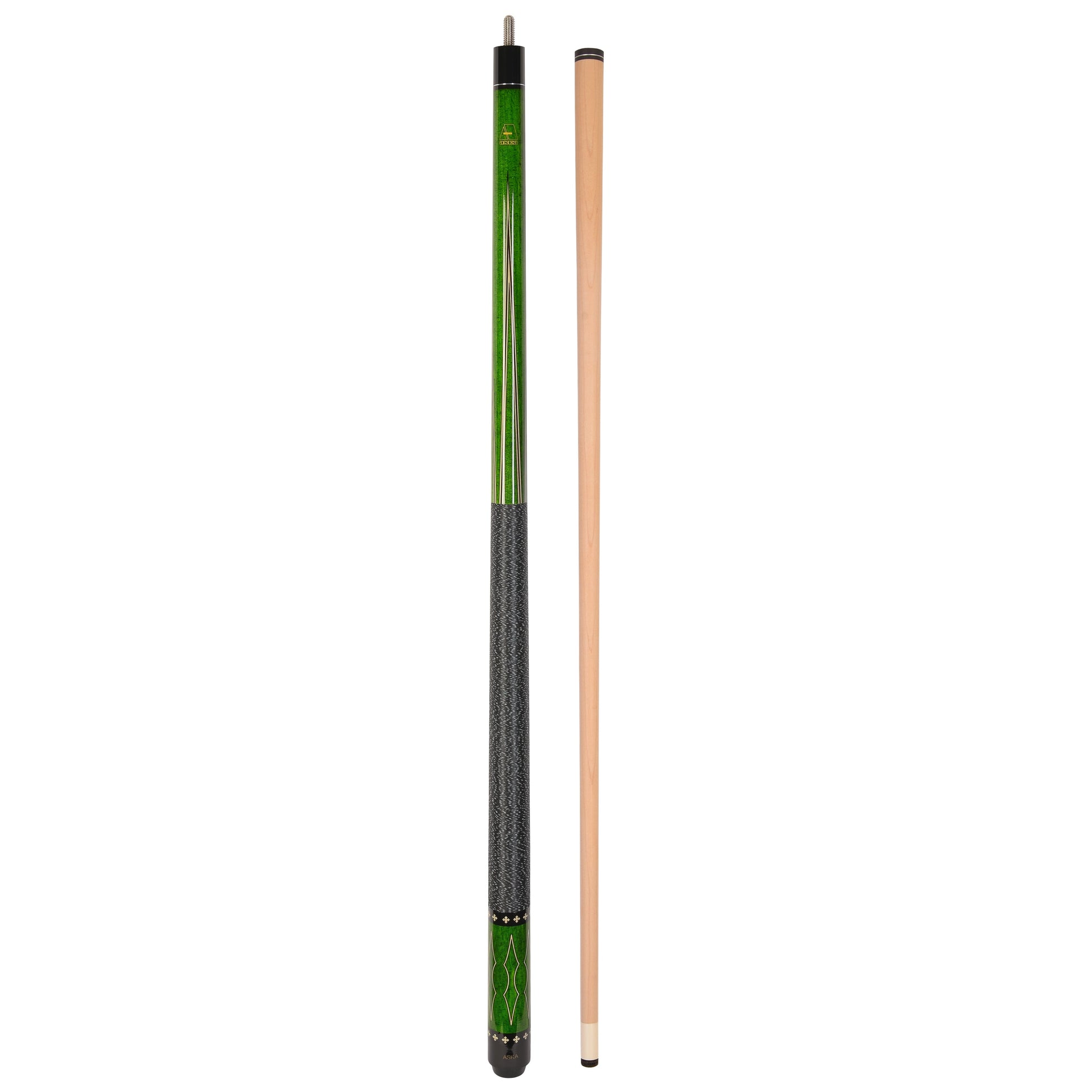 ASKA L22 Green Pool Cue | 58", Decal Design, 13mm Tip, Nylon Wrap — view 2