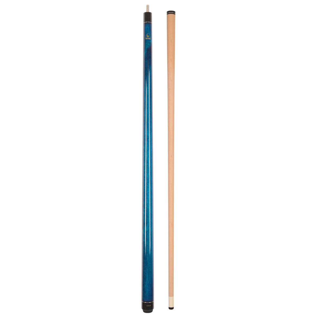 ASKA LECN pool cue stick and matching shaft on white background. LECNRD