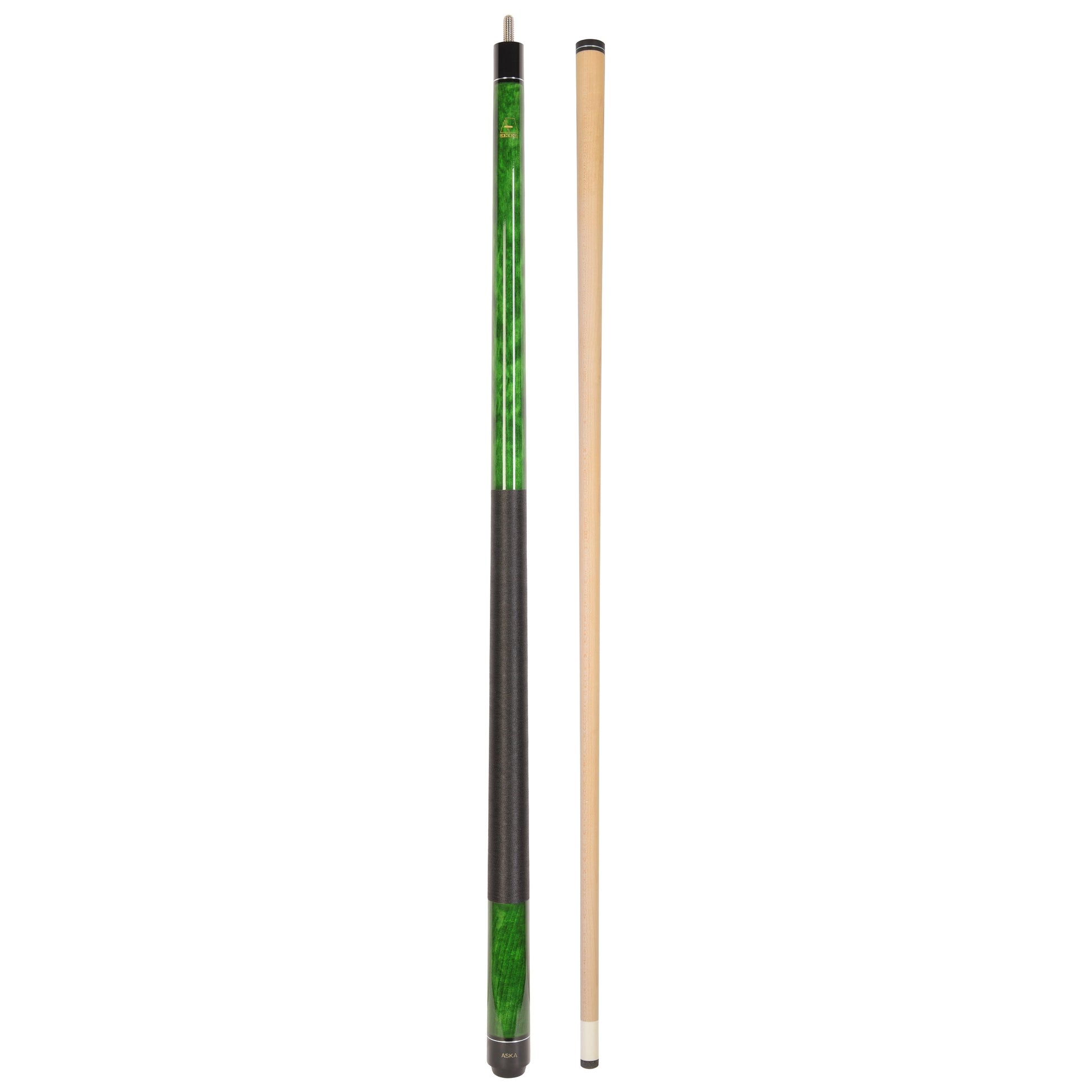 Pool cue in green with a separate shaft laid out.