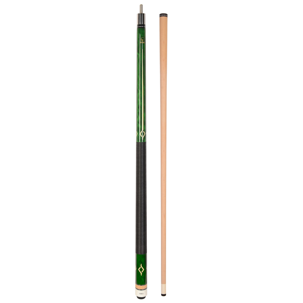 ASKA L7 Green Pool Cue | 58", Geometric Decal, 13mm Tip, Nylon Wrap — view 2