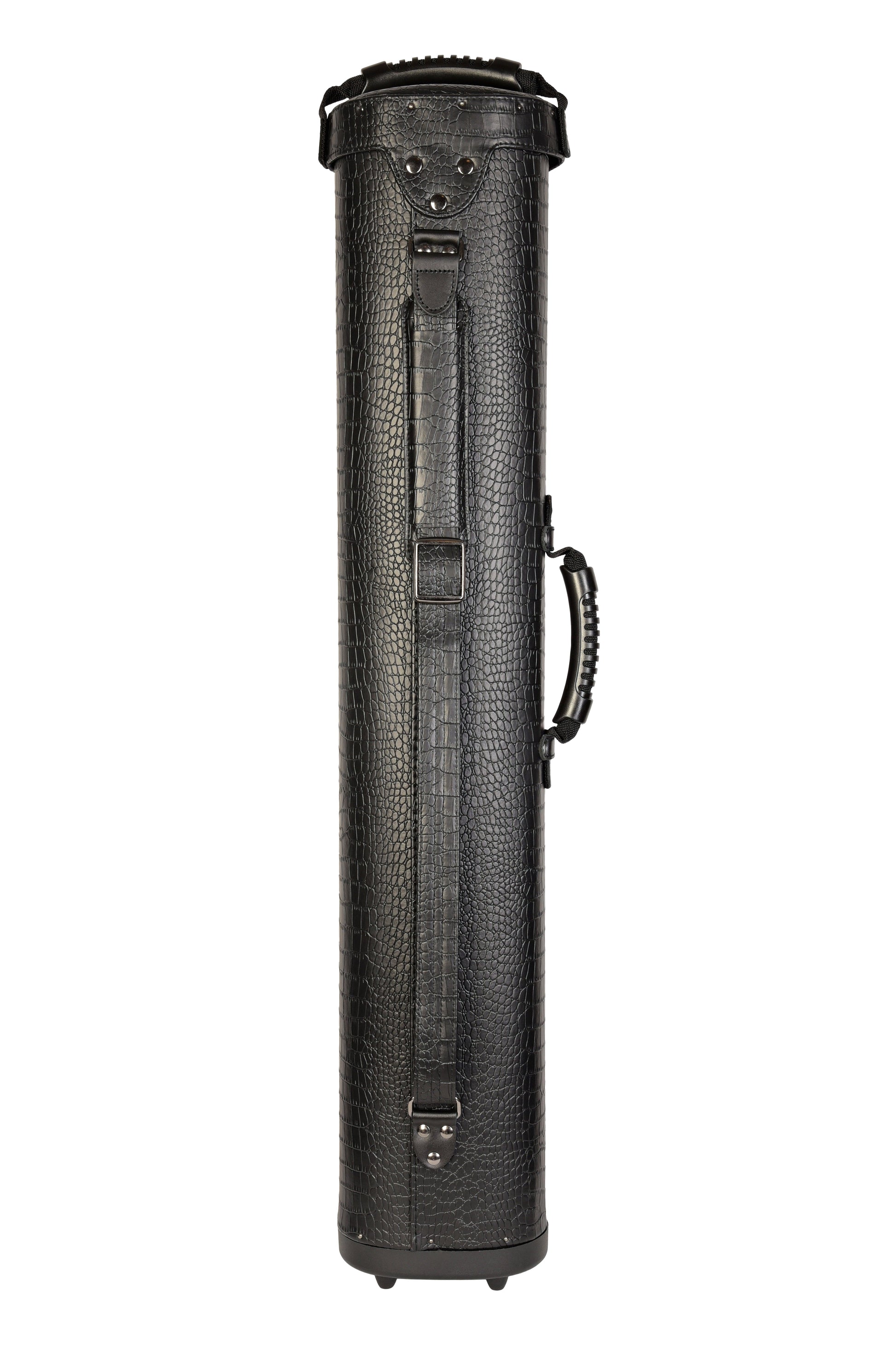 Rear view of the Hard 4x8 Pool Cue Case showing strap and handle details.