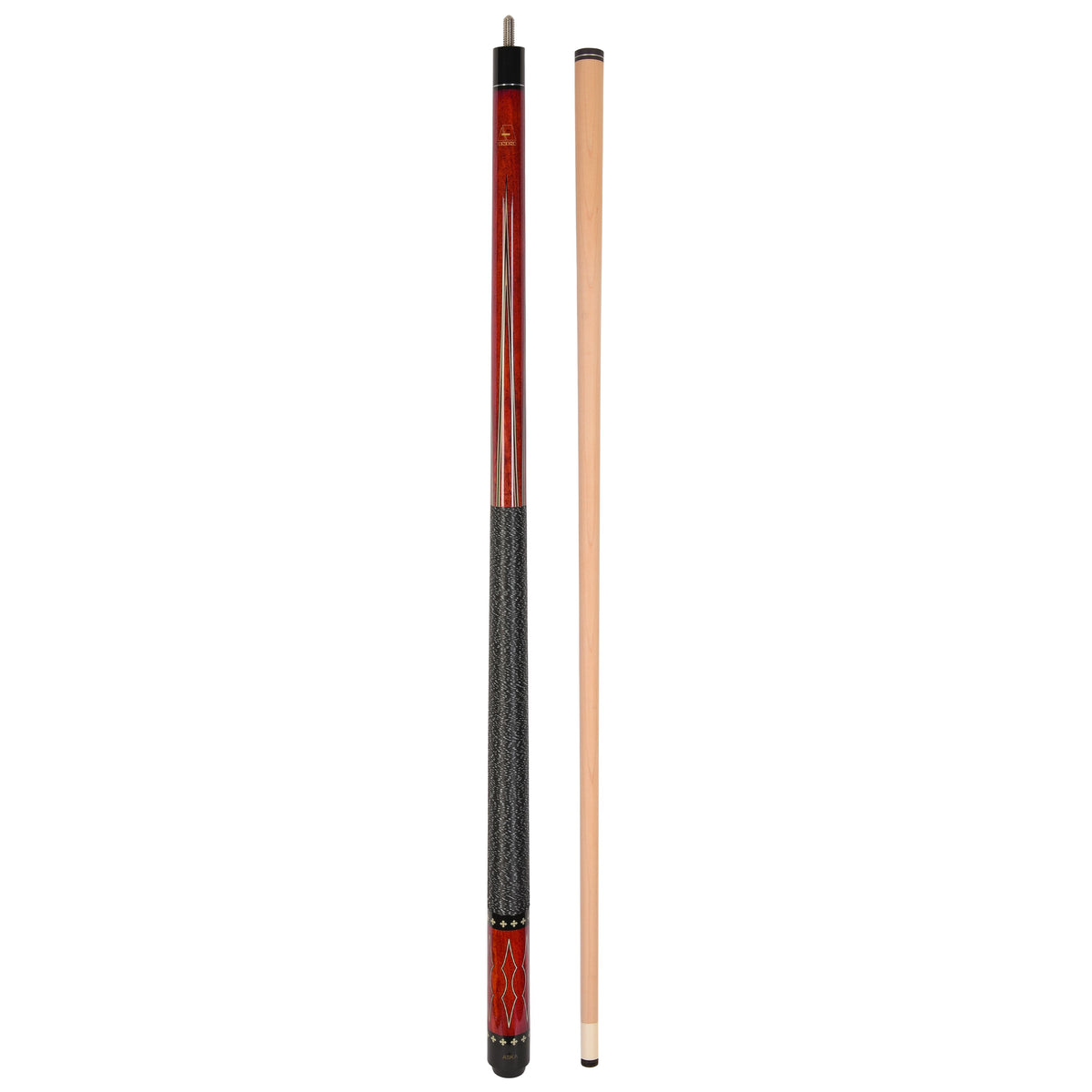 ASKA L22 Red Pool Cue | 58", Decal Design, 13mm Tip, Nylon Wrap — view 2