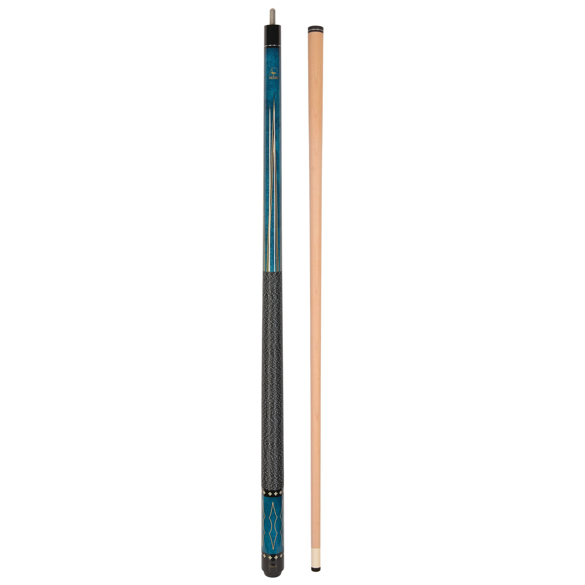 ASKA L22 Blue Pool Cue | 58", Decal Design, 13mm Tip, Nylon Wrap — view 2