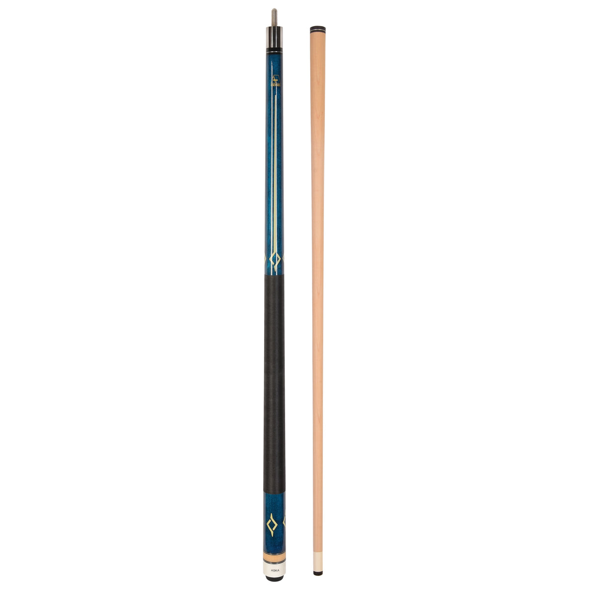 ASKA L7 Blue Pool Cue | 58", Geometric Decal, 13mm Tip, Nylon Wrap — view 2