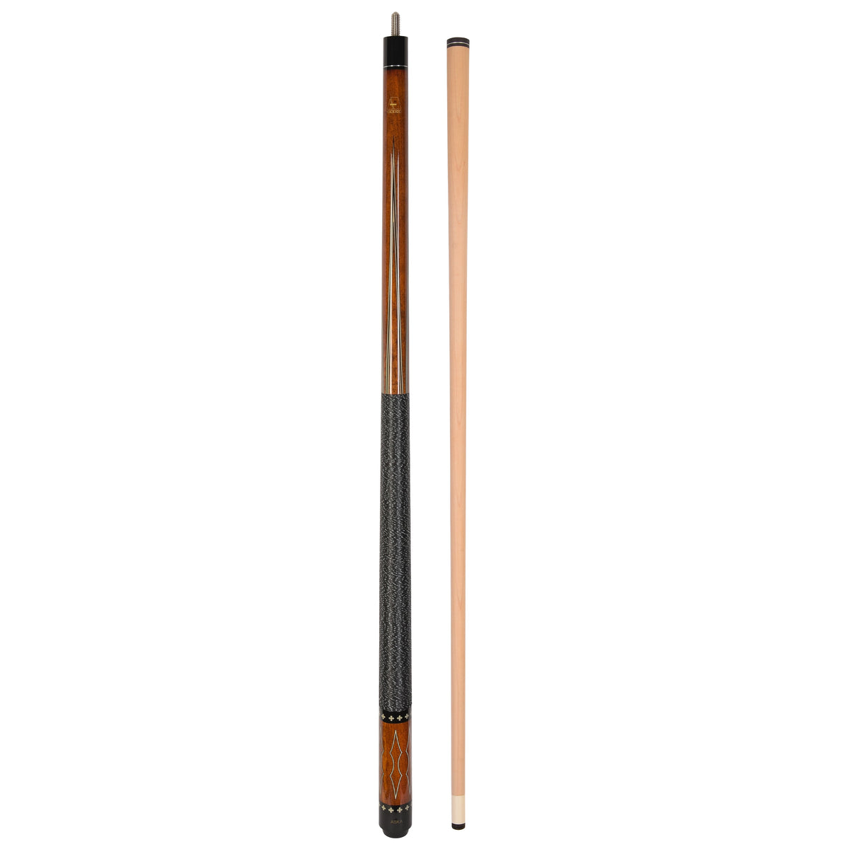 ASKA L22 Brown Pool Cue | 58", Decal Design, 13mm Tip, Nylon Wrap — view 2