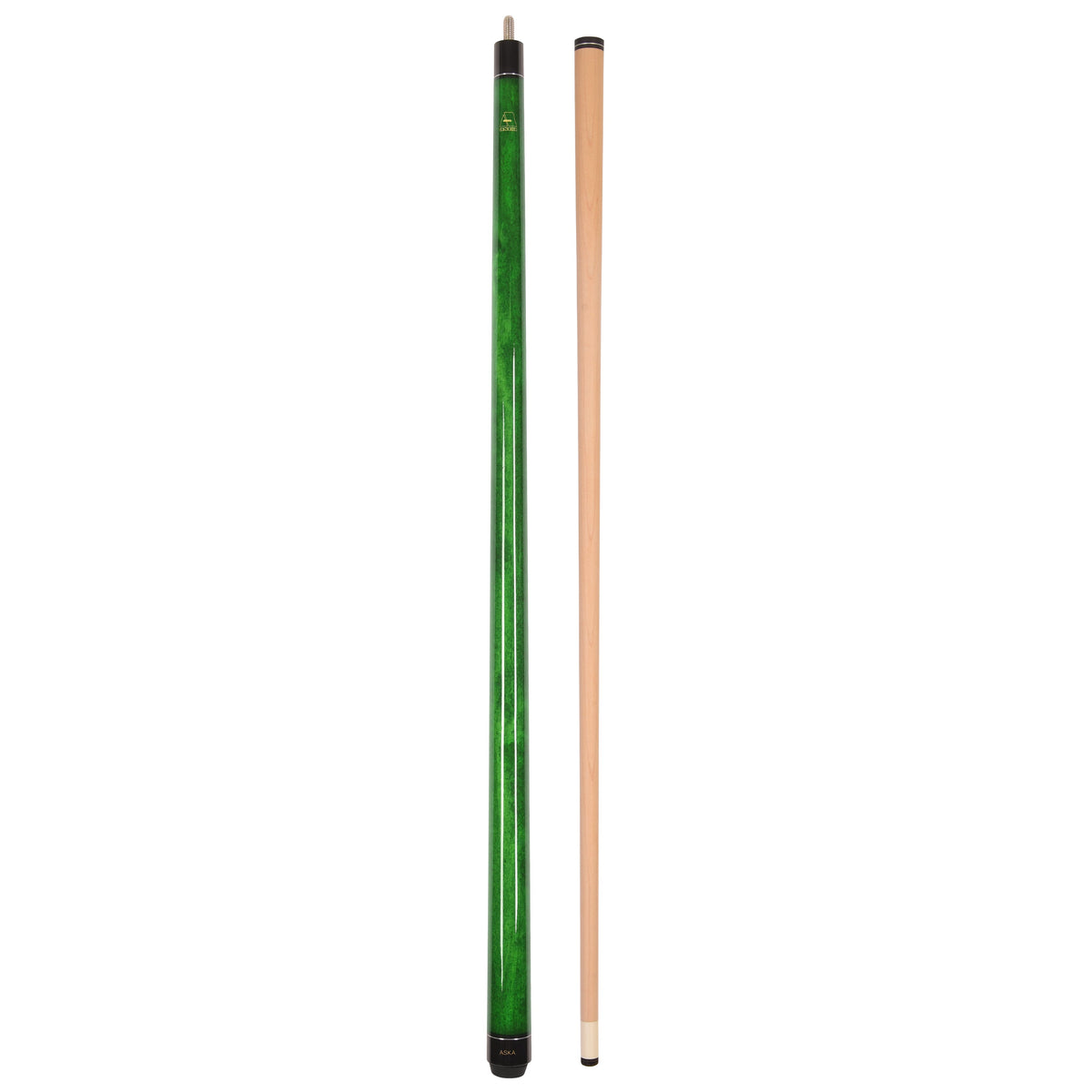 LECN pool cue stick and shaft in emerald green finish.