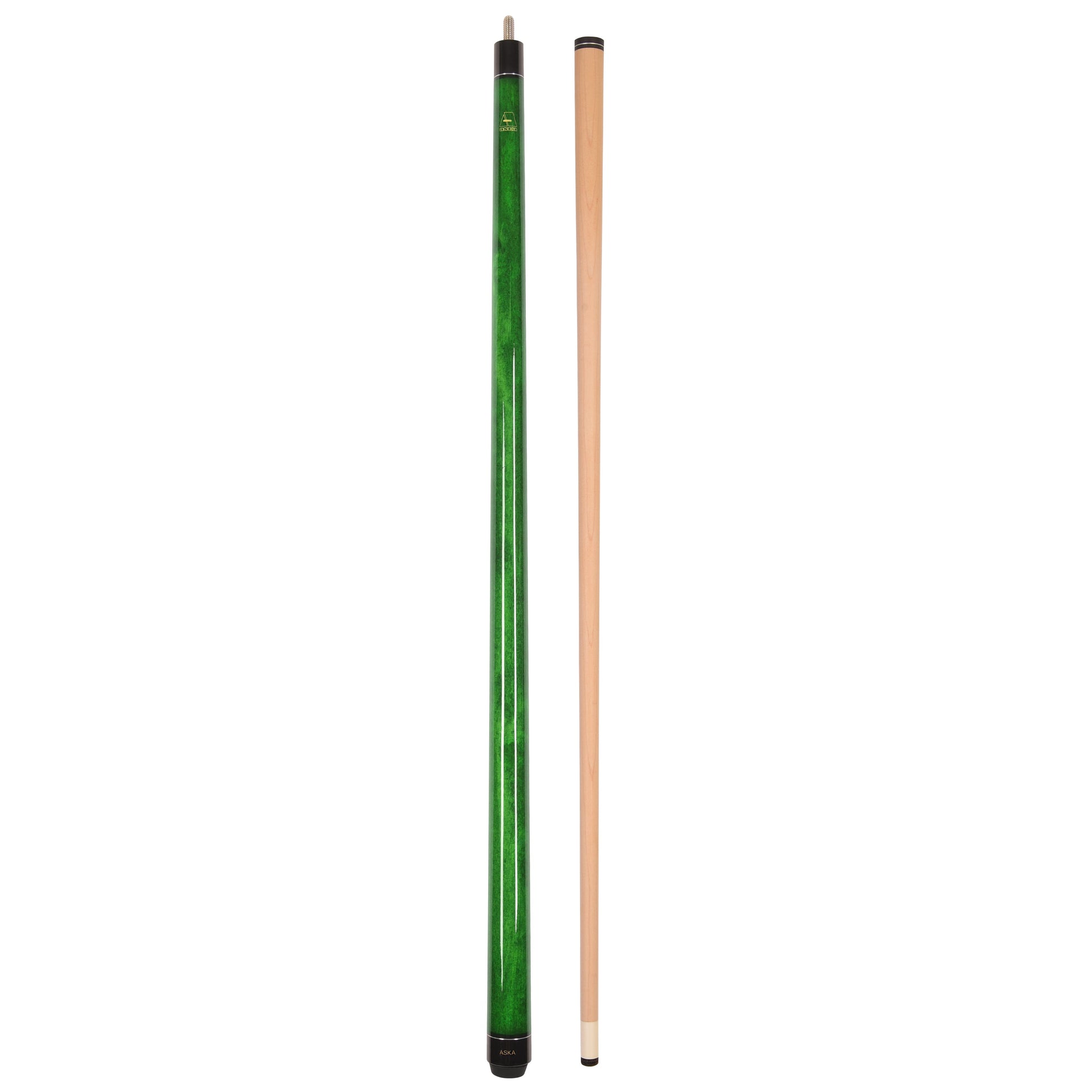LECN pool cue stick and shaft in emerald green finish.