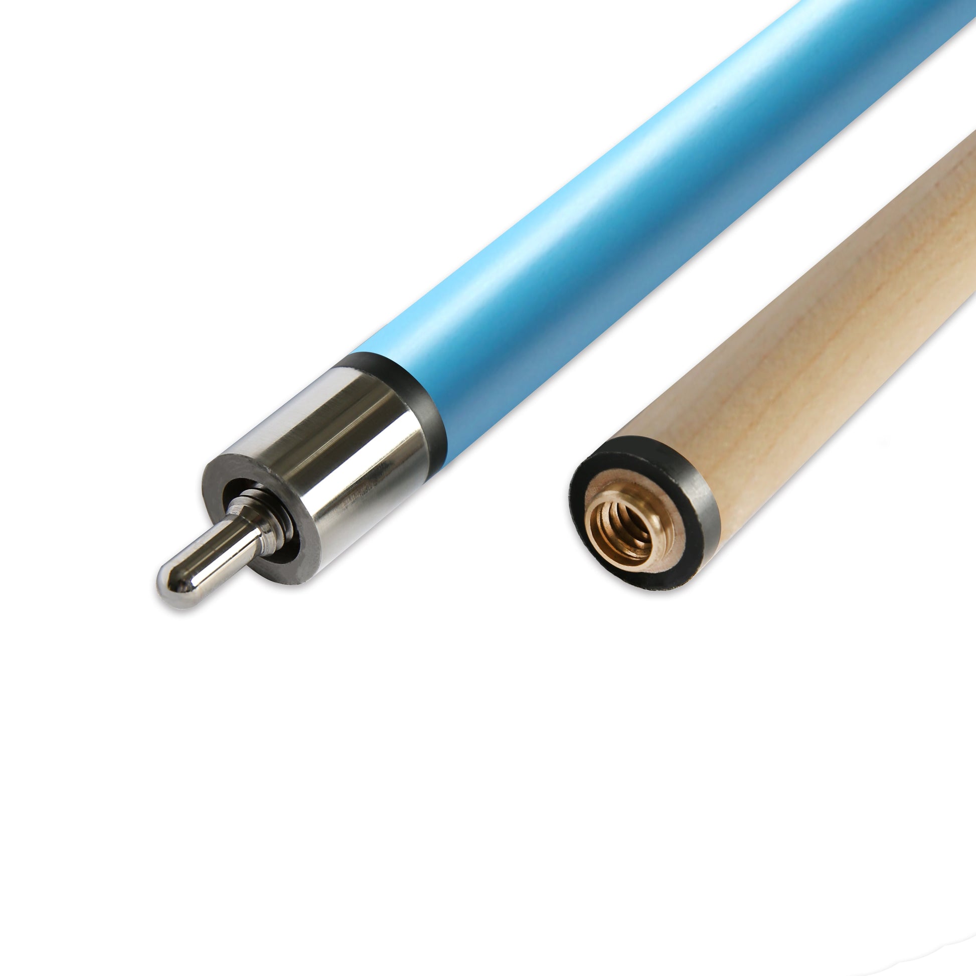 pool cue assembled with shaft, full length view, 58 inch billiard cue