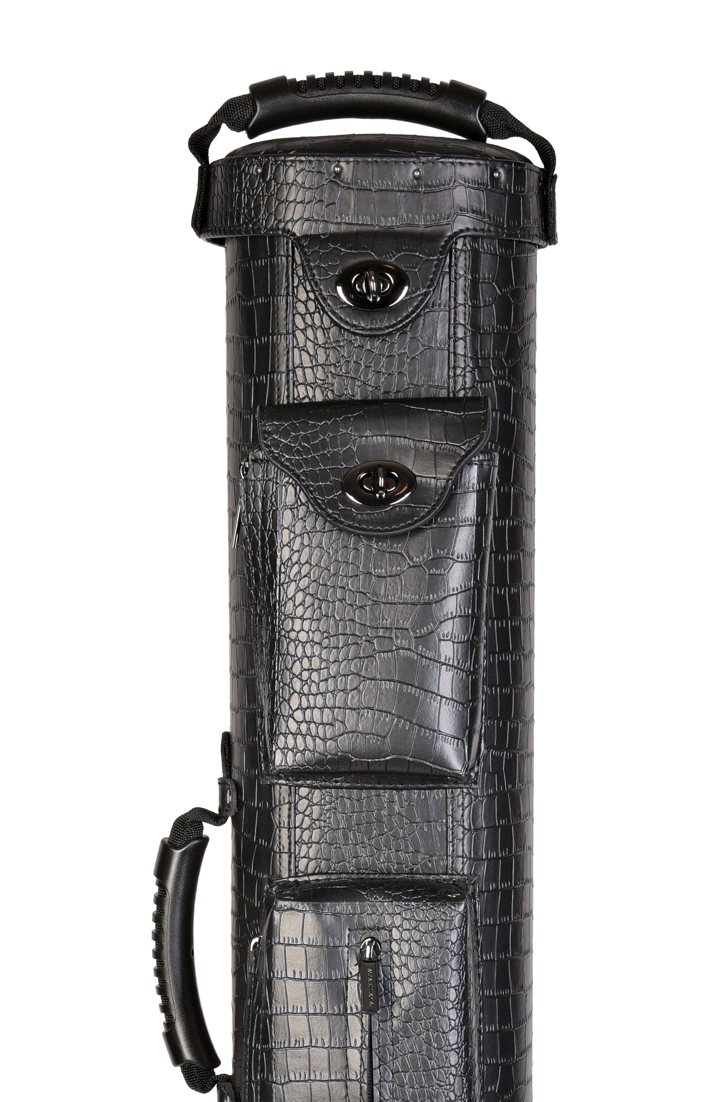Close-up of the Hard 4x8 Pool Cue Case pockets and textured material.