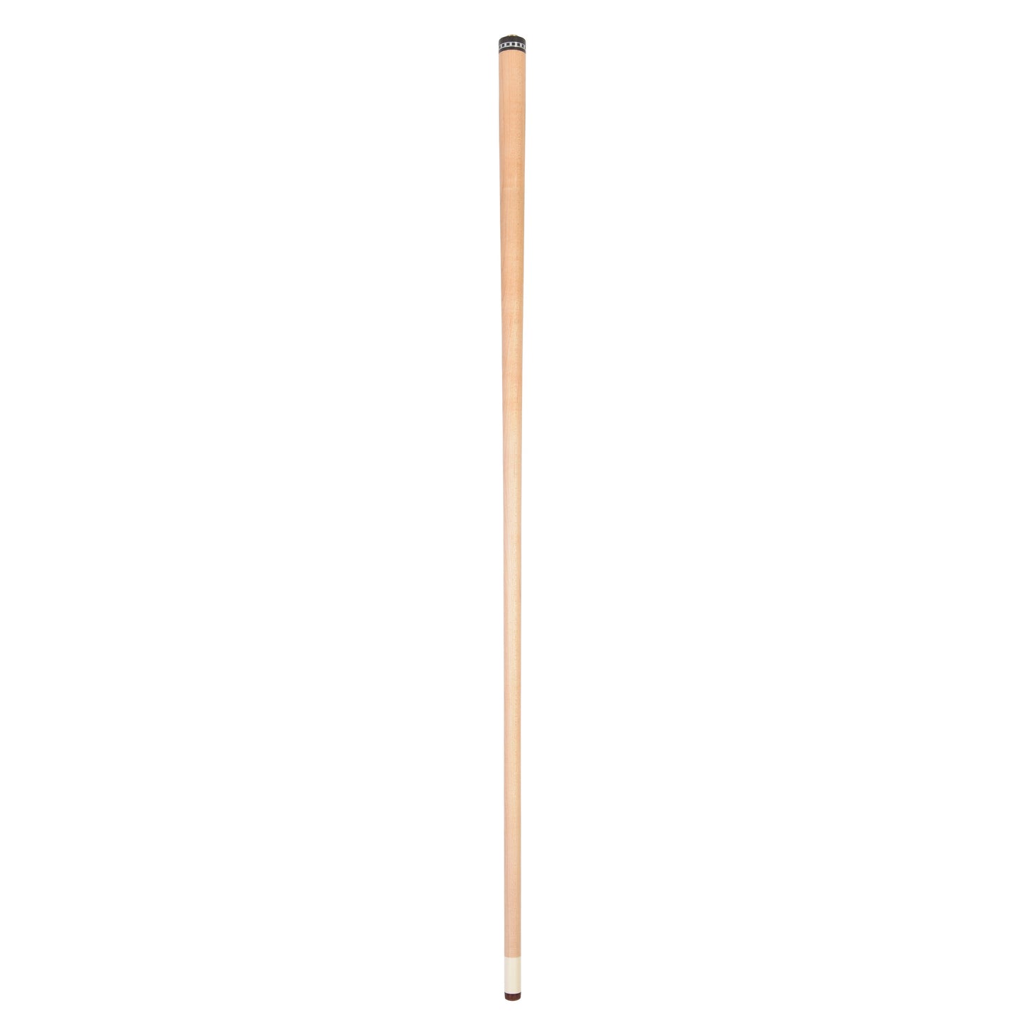Full view of the billiard cue shaft against a white background.