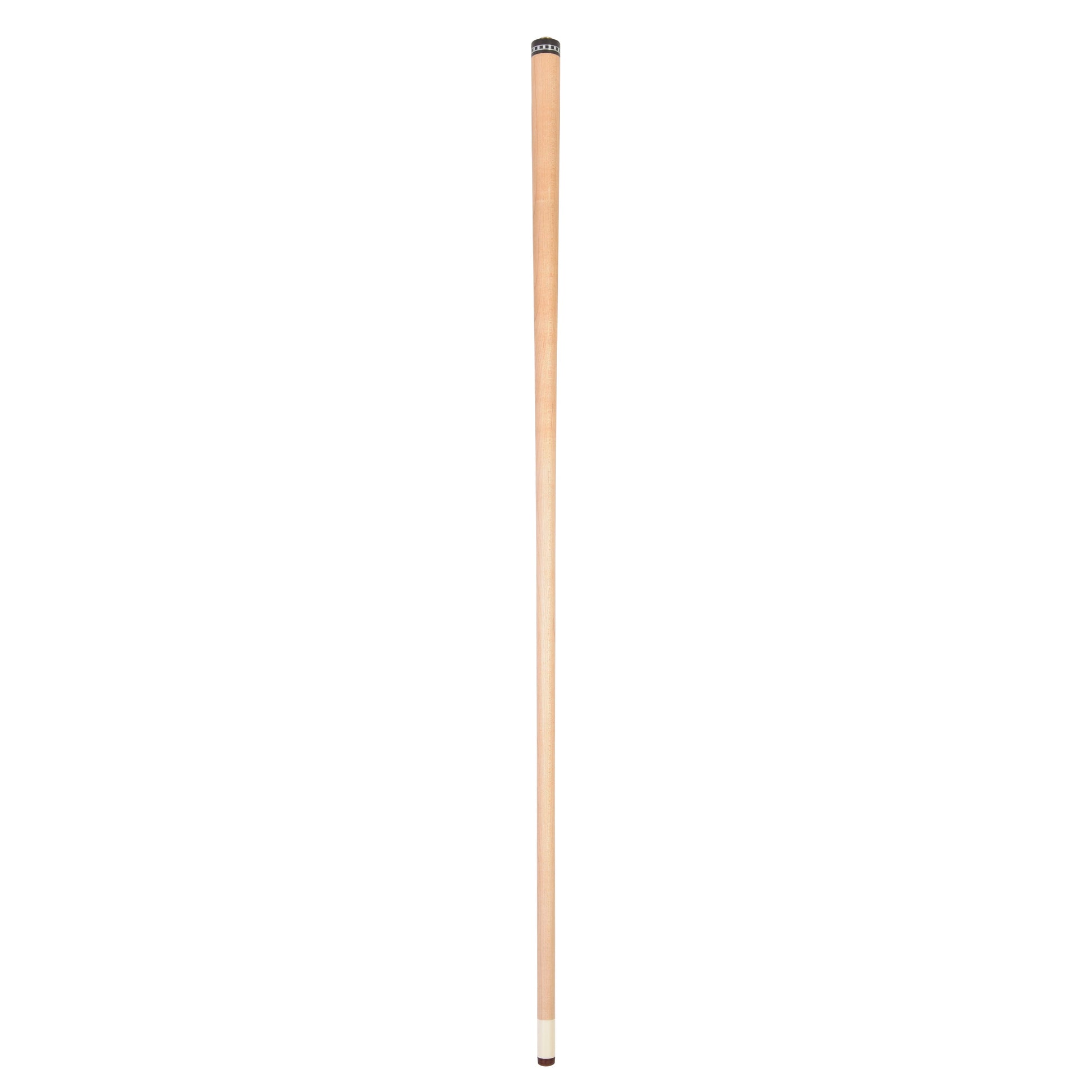 Full view of the billiard cue shaft against a white background.