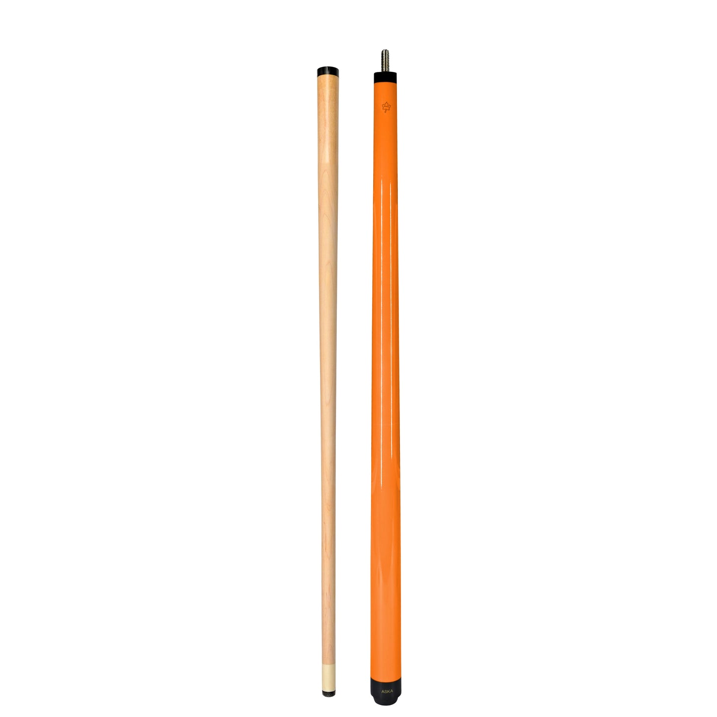Separate view of the 48 inch cue and maple shaft components.