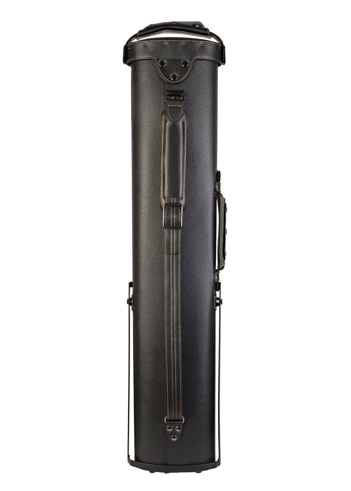 Side profile of the black billiard cue case with handle.