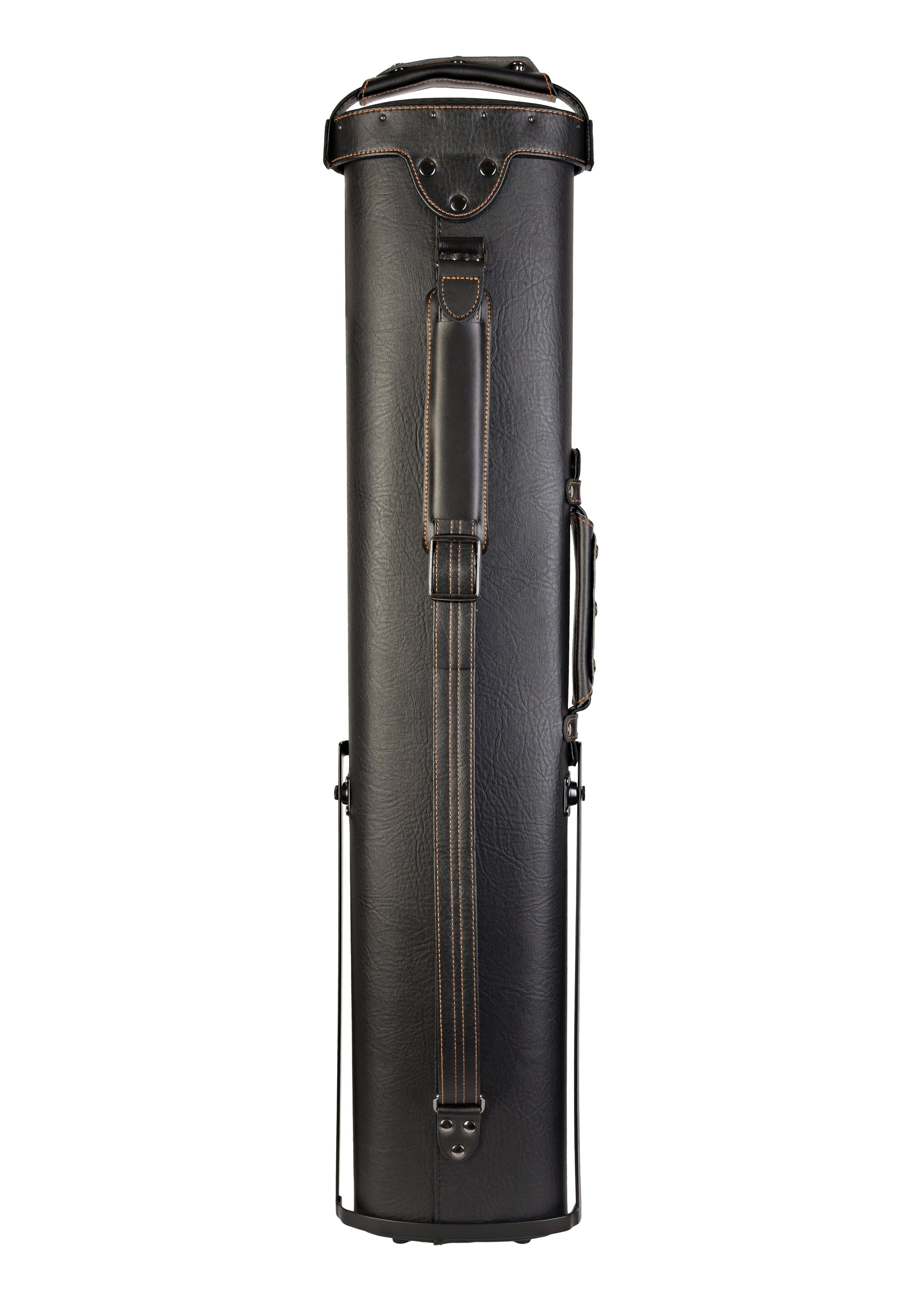 Side profile of the black billiard cue case with handle.