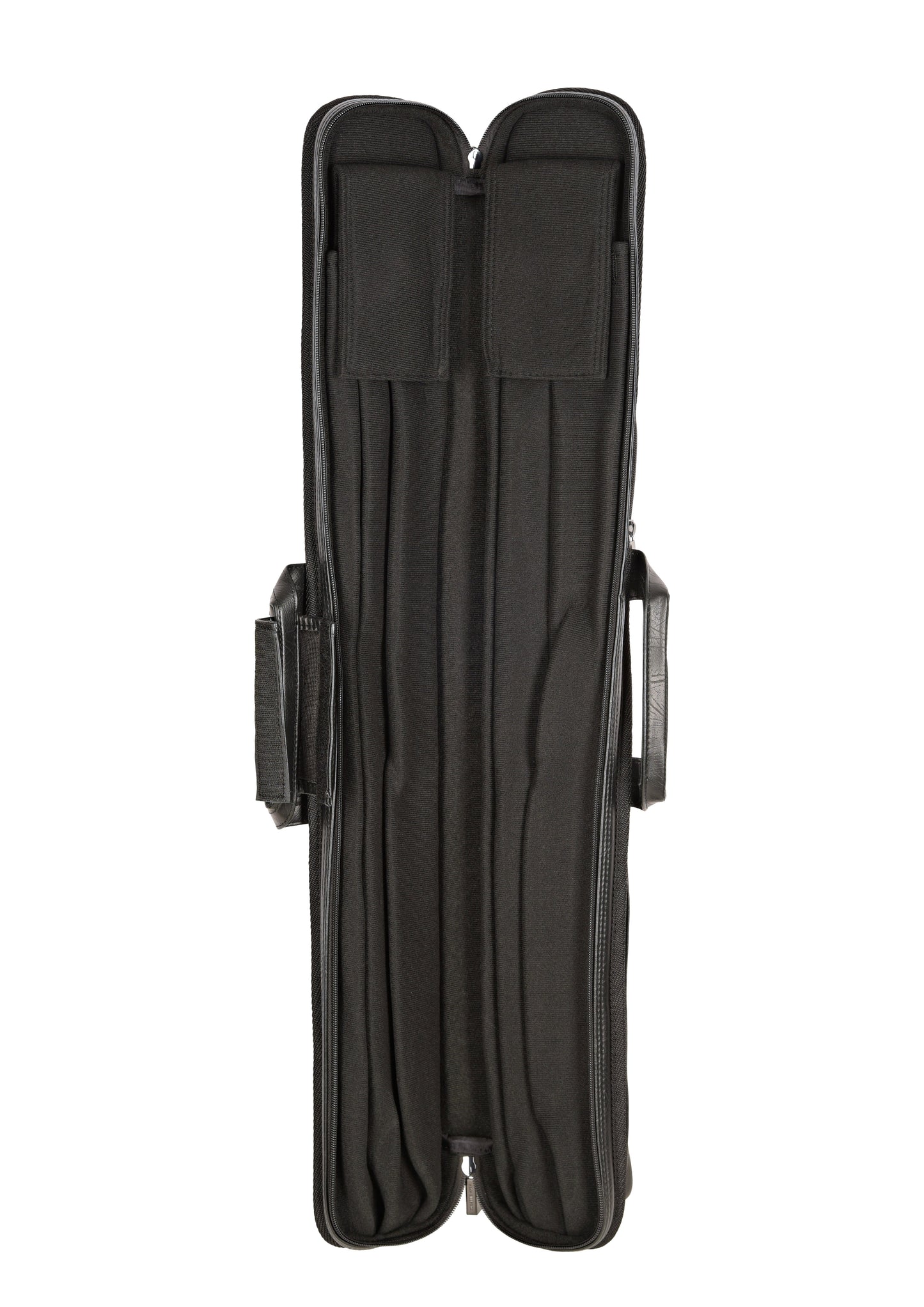 Open view of the cue case compartments