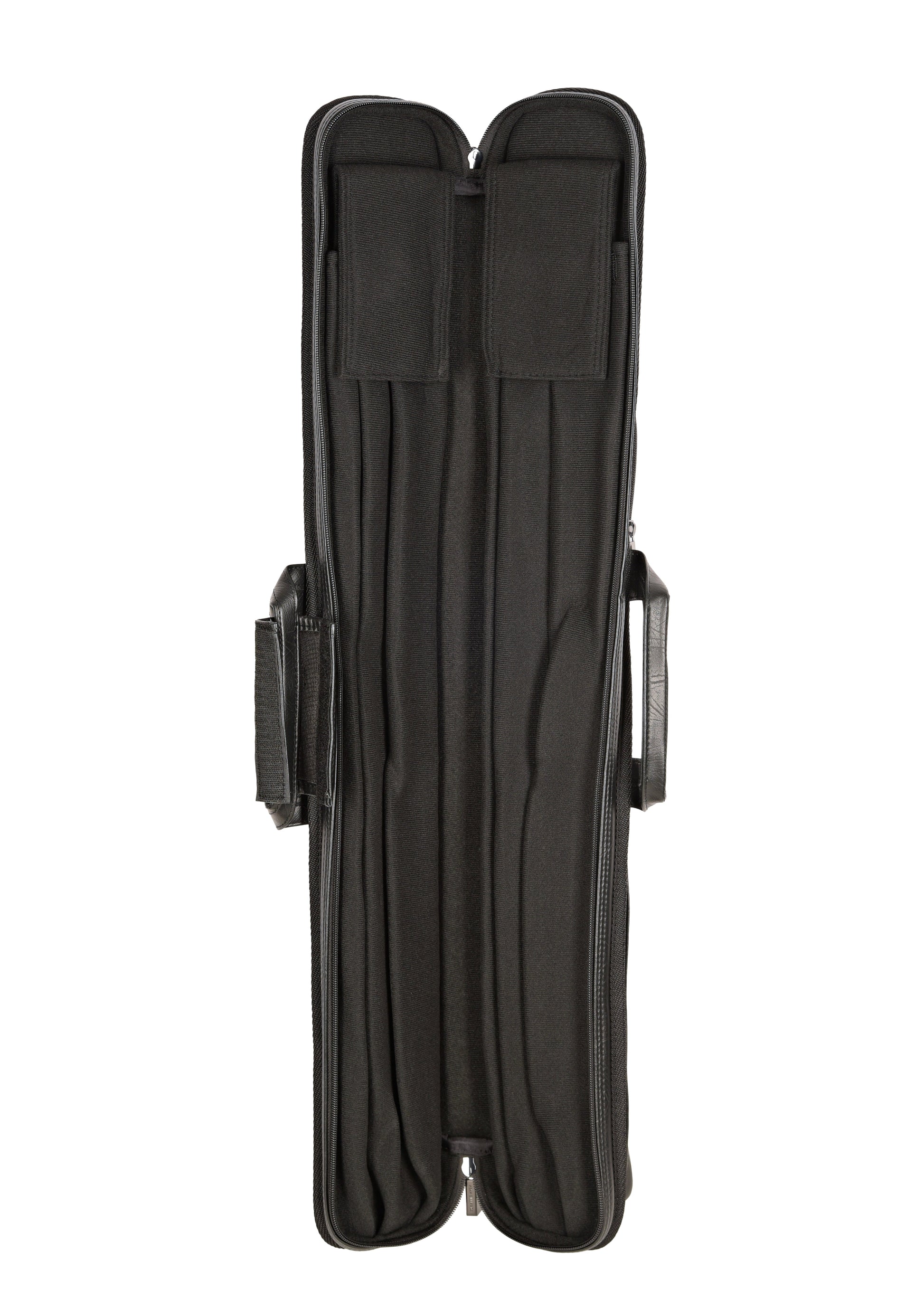Open view of the cue case compartments