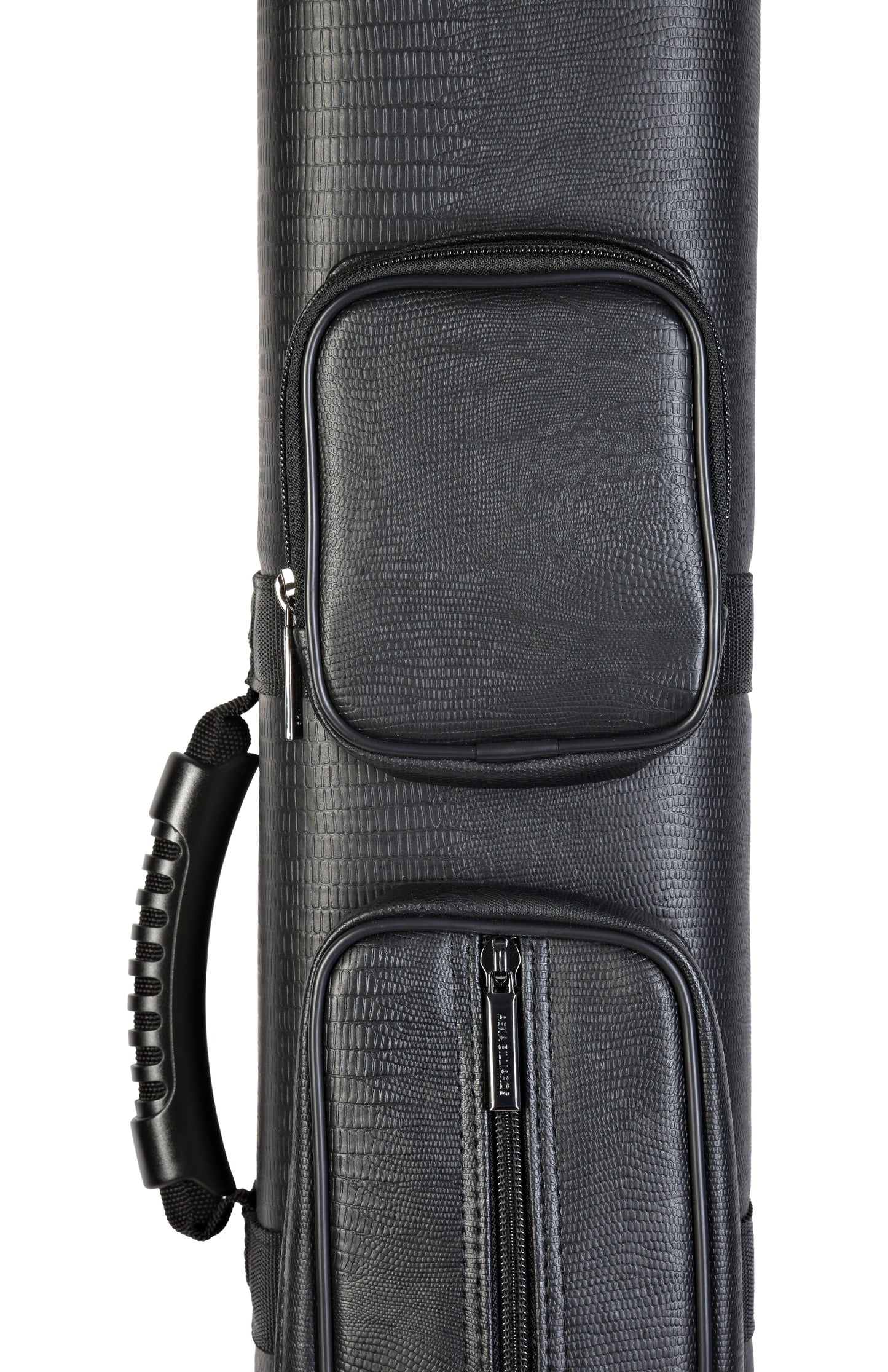 Close-up of the textured exterior and zippered pockets on the case