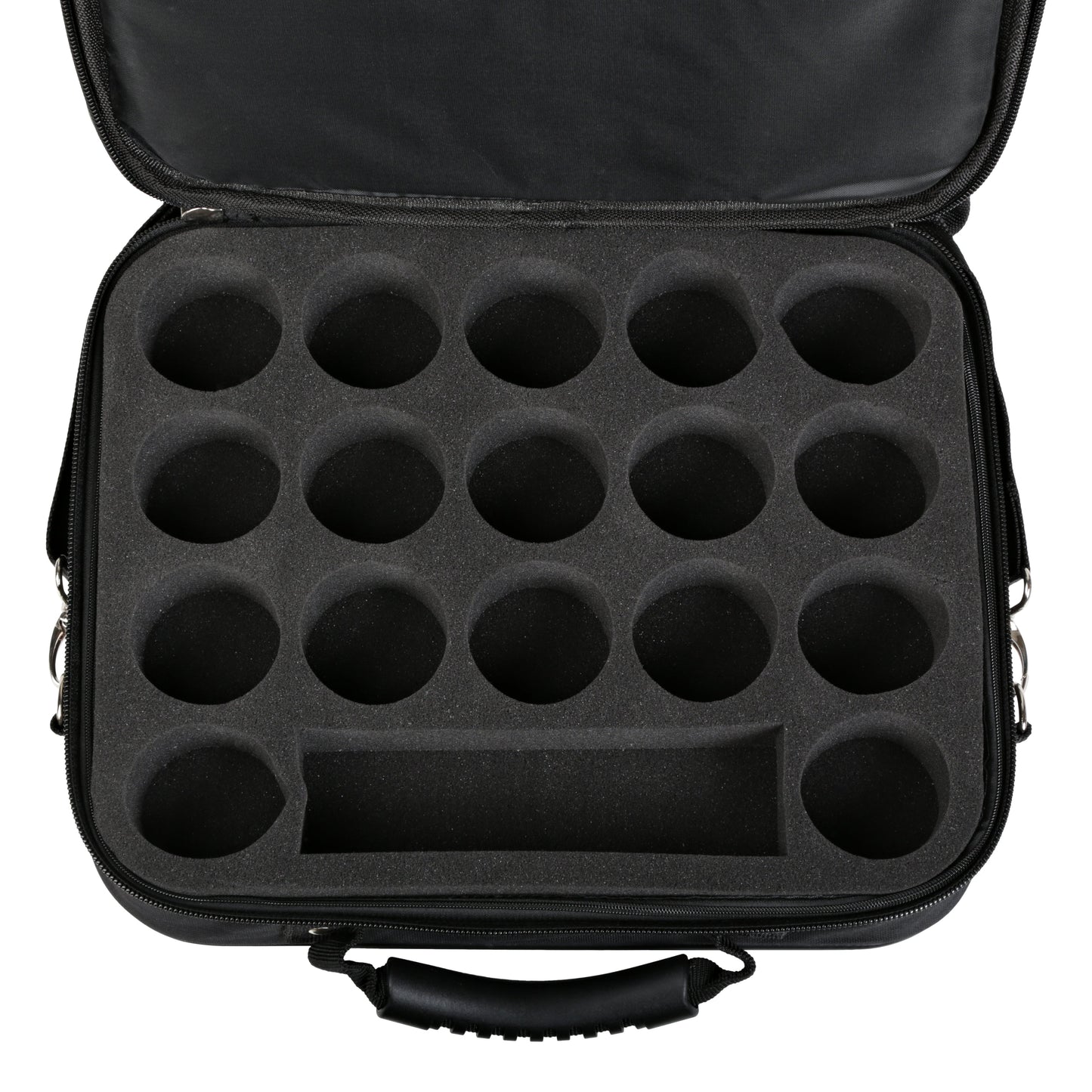 Interior view of the billiard ball case foam organizer.