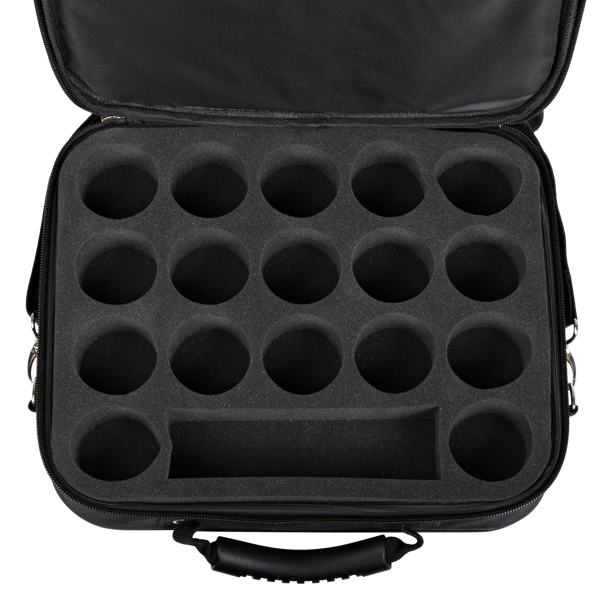 Interior view of the billiard ball case foam organizer.