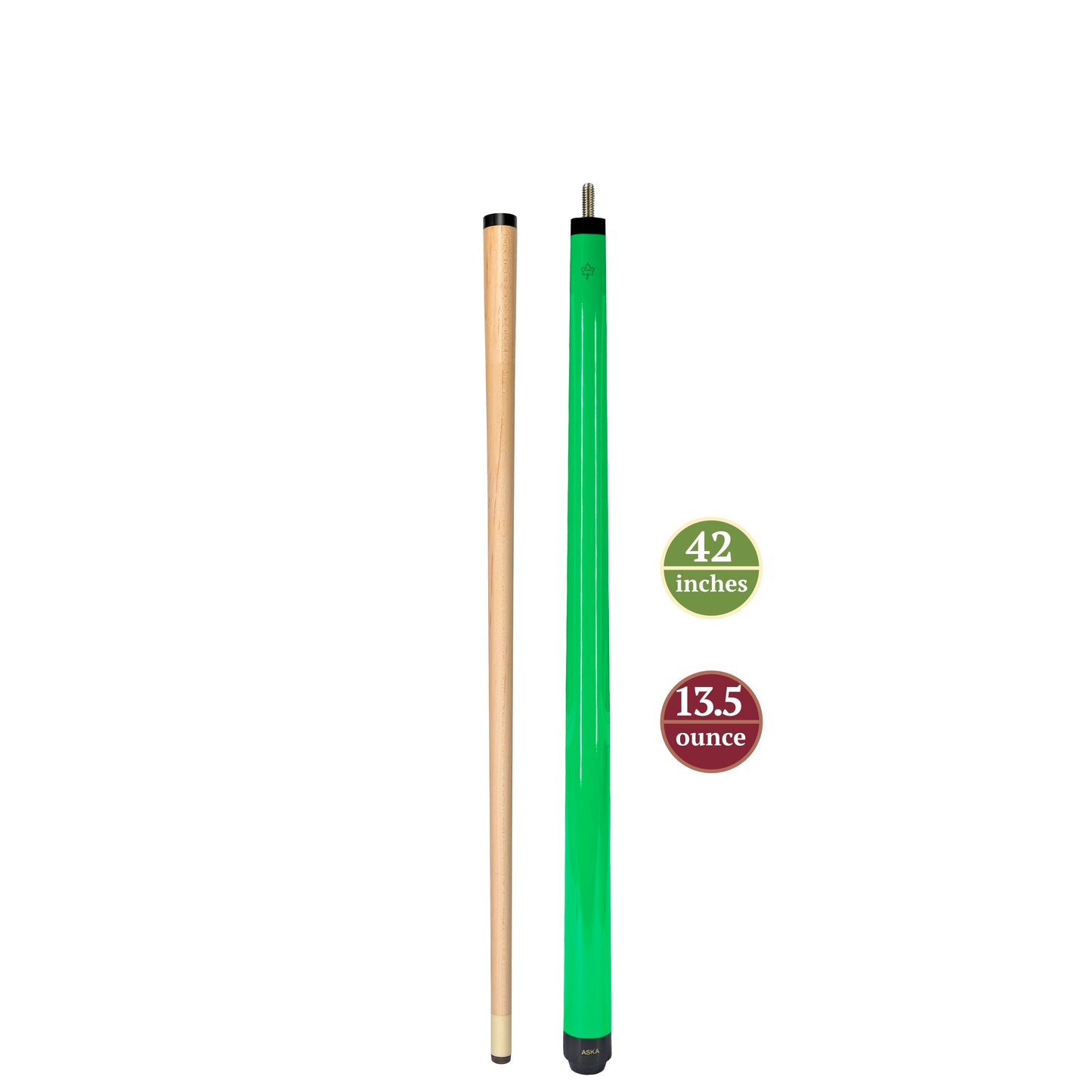 ASKA Neon Green 48" Short Pool Cue – 14 oz Youth Cue, Maple Shaft, 13mm Tip, 2-Piece (SWP48G)