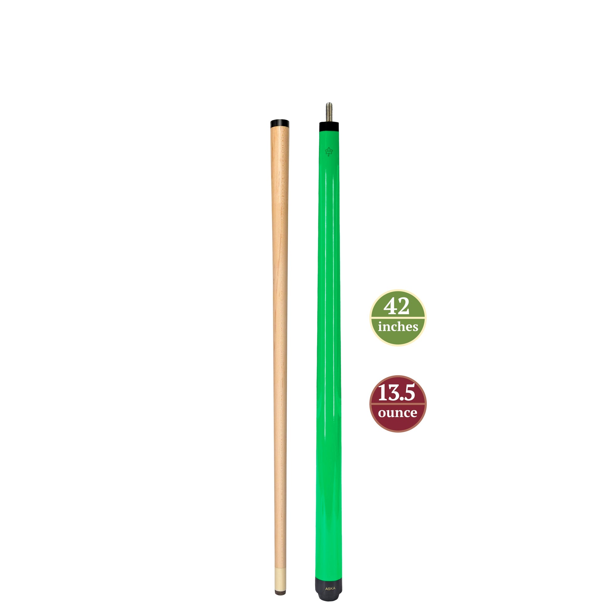 ASKA Neon Green 48" Short Pool Cue – 14 oz Youth Cue, Maple Shaft, 13mm Tip, 2-Piece (SWP48G)