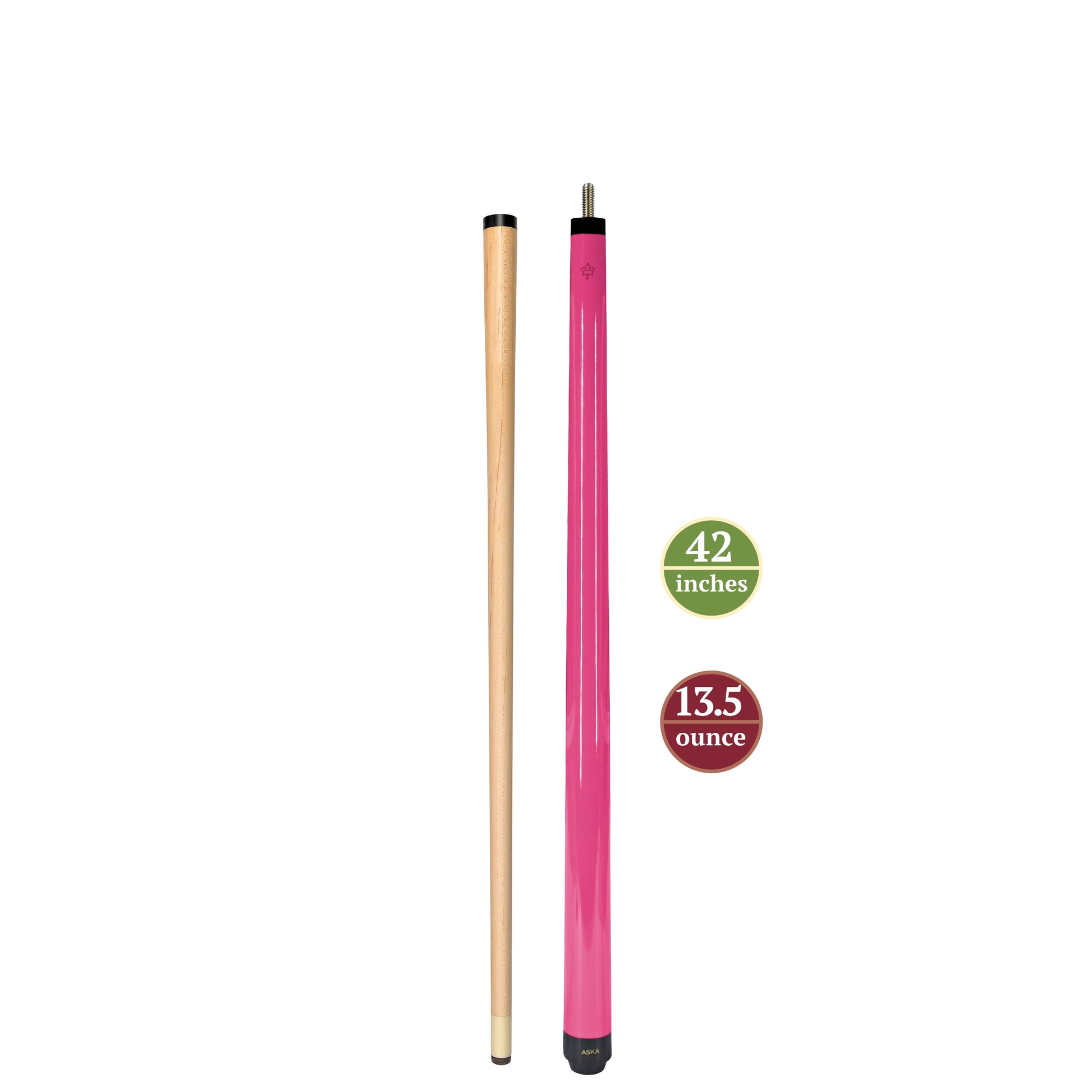 ASKA Neon Pink 48" Short Pool Cue – 14 oz Youth Cue, Maple Shaft, 13mm Tip, 2-Piece (SWP48P)