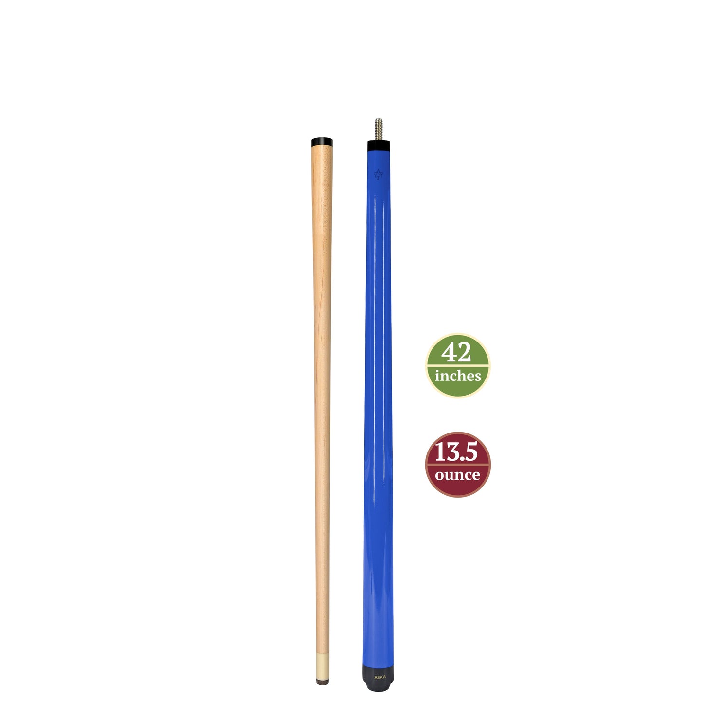 ASKA Bright Blue 48" Short Pool Cue – 14 oz Youth Cue, Maple Shaft, 13mm Tip, 2-Piece (SWP48B)