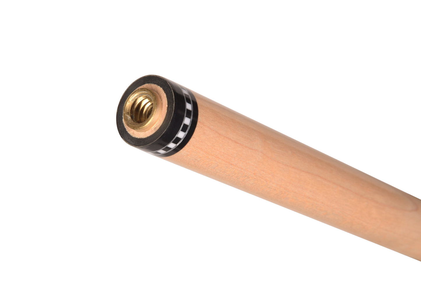 Close-up angled view of the cue shaft with Uni-Loc insert detail.