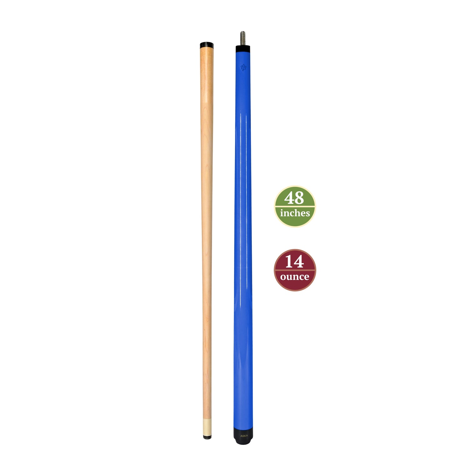 ASKA Bright Blue Short Pool Cue – 36", 42", 48", 52", 58" Youth Cue, Maple Shaft, 13mm Tip, 2-Piece — view 5