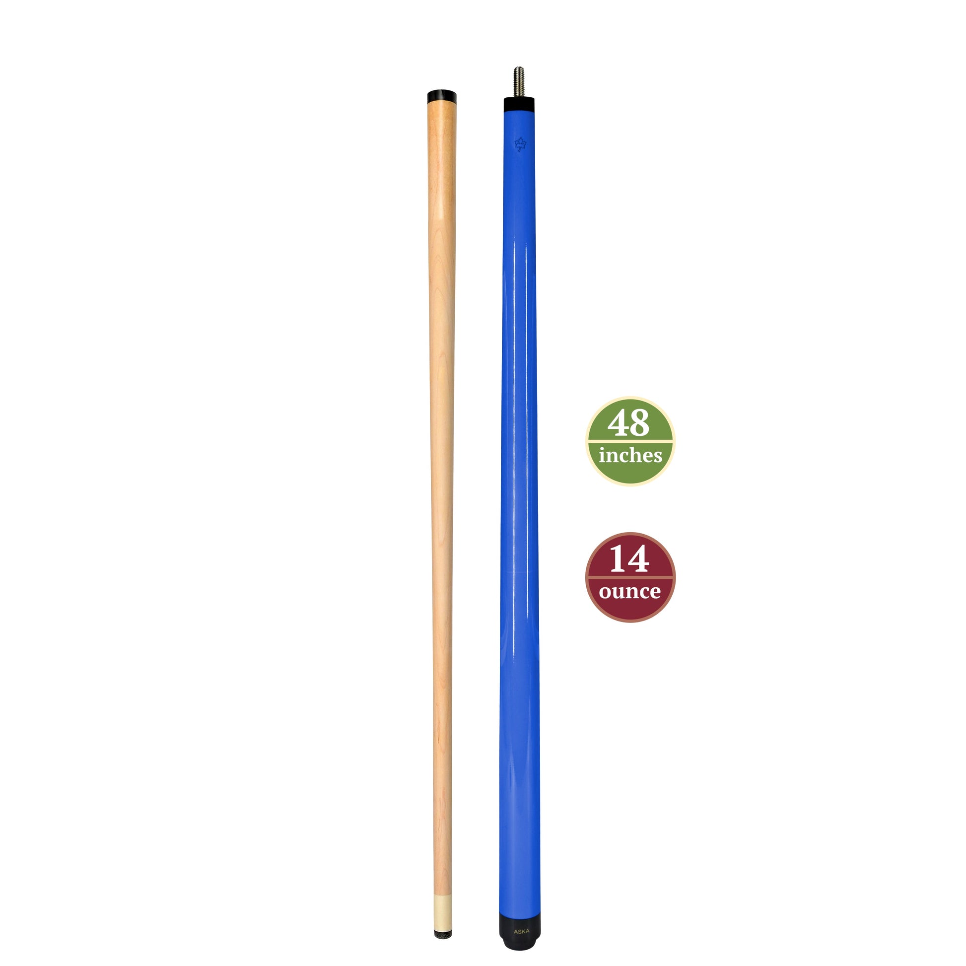 ASKA Bright Blue Short Pool Cue – 36", 42", 48", 52", 58" Youth Cue, Maple Shaft, 13mm Tip, 2-Piece — view 5
