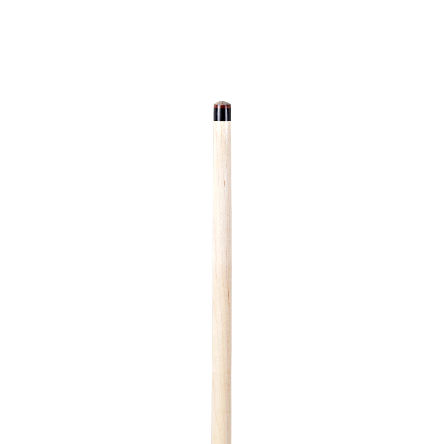 Angled view of the full length cue shaft with tip and butt details.