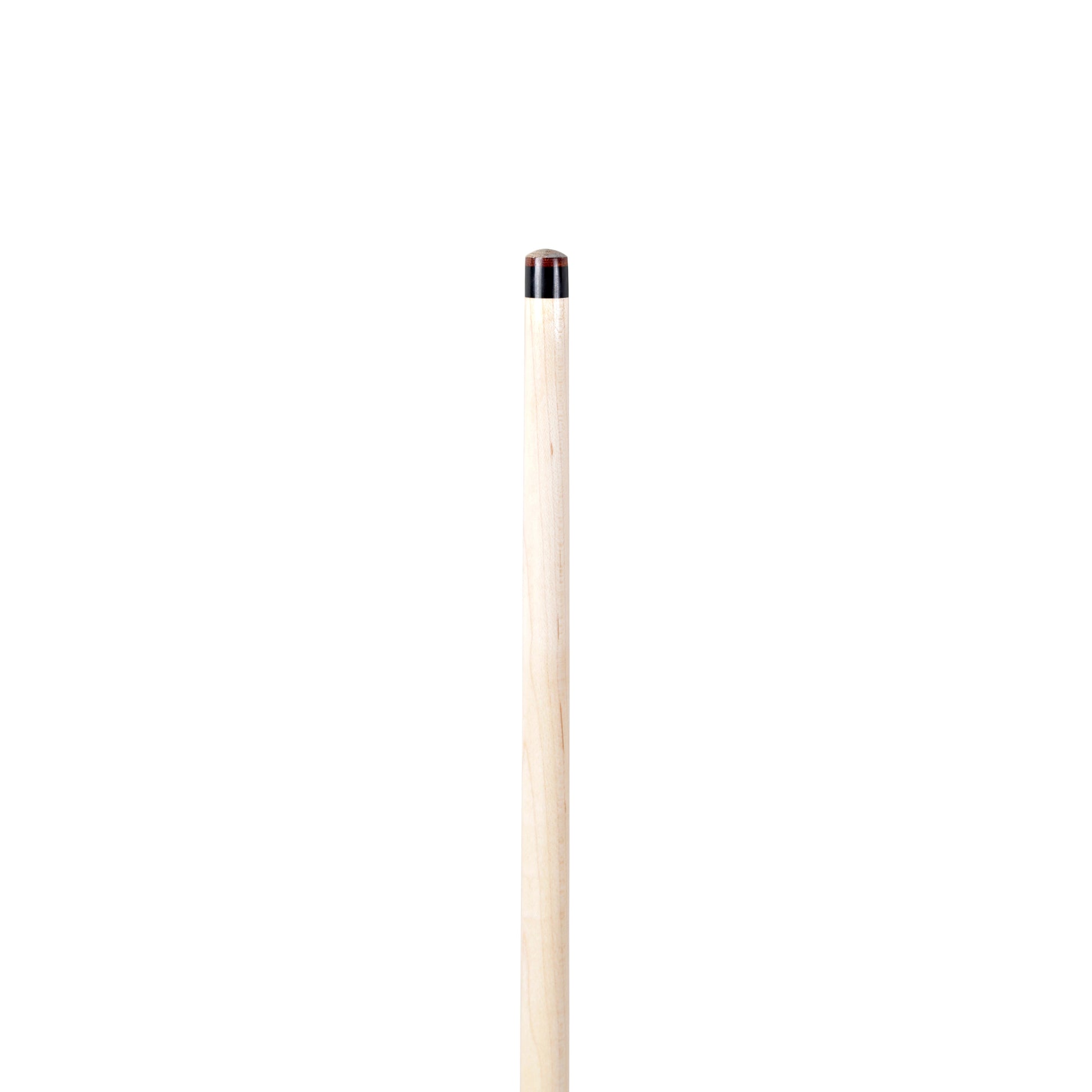 Angled view of the full length cue shaft with tip and butt details.